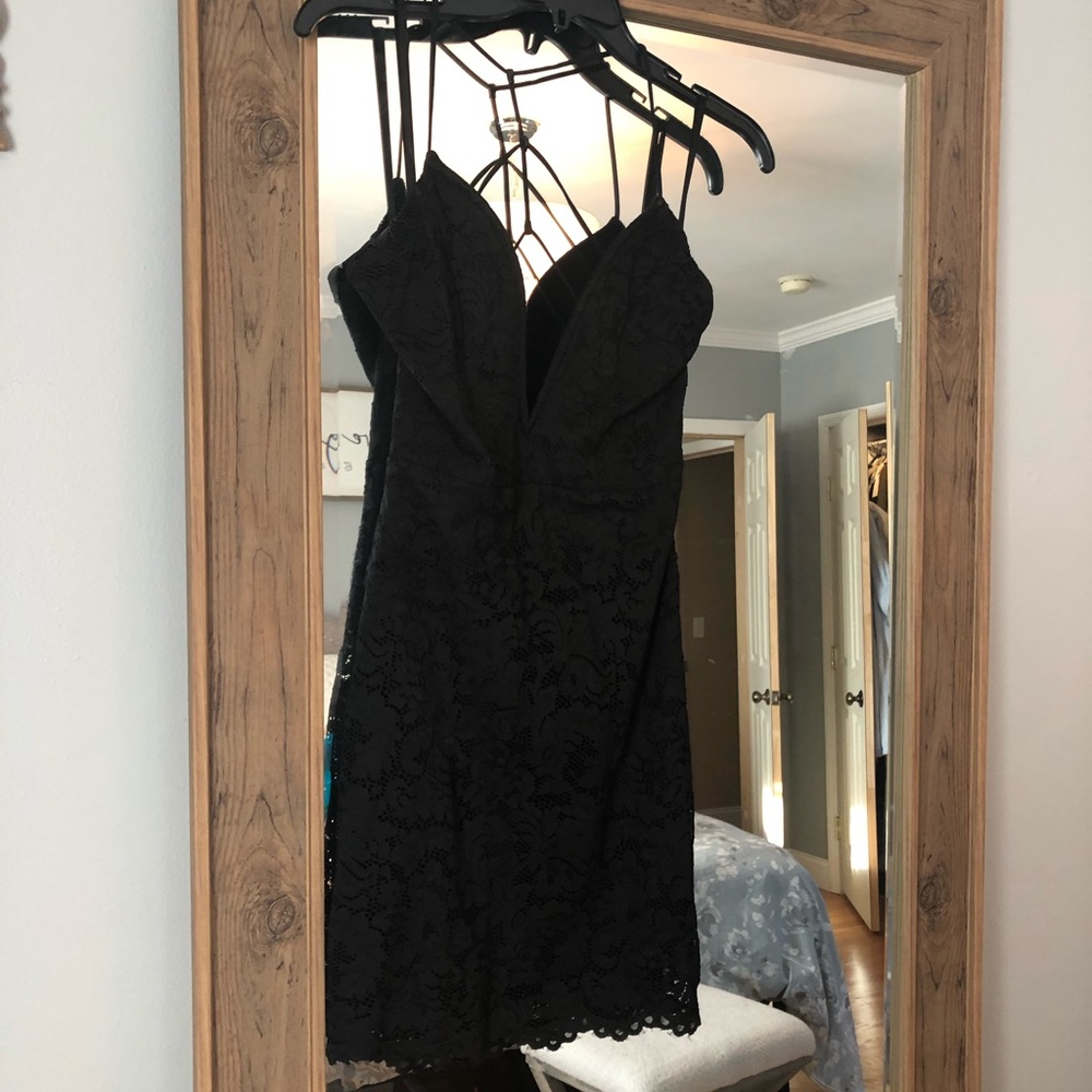 Bebe Black strappy mini dress